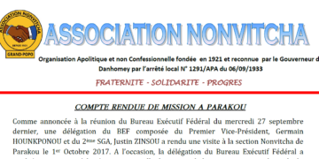Compte rendu de mission à Parakou
