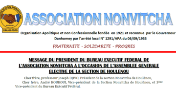 AG Houlènou, 04 Novembre 2017 : Message du Président du BEF